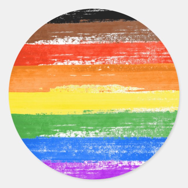 Sticker Rond Peinture de fierté LGBTQIA+ (Devant)