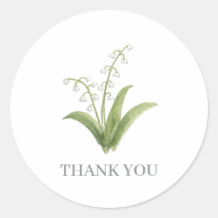 Sticker Rond Peinture de Fleur de Muguet Merci