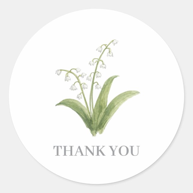 Sticker Rond Peinture de Fleur de Muguet Merci (Devant)