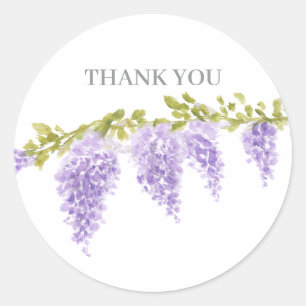 Sticker Rond Peinture de jardin de fleurs de glycine Merci