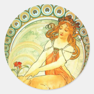 Sticker Rond Peinture. De la série Arts de Mucha
