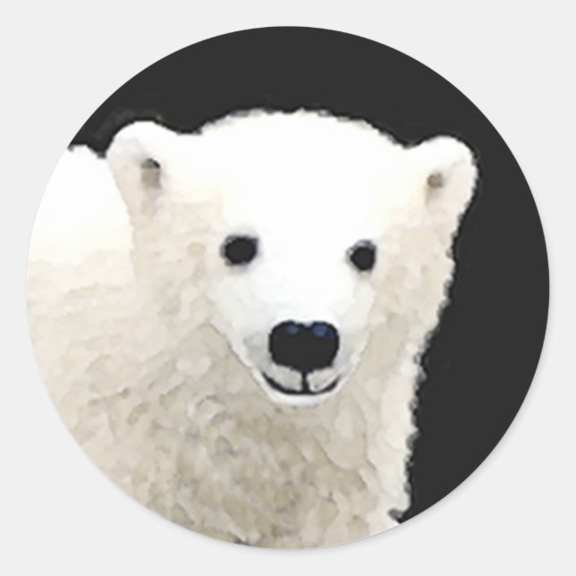 Sticker Rond Peinture de l'ours polaire - Art original de la fa (Devant)