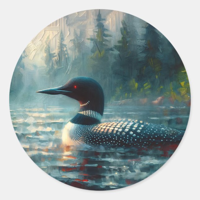 Sticker Rond Peinture de Plongeon sur le lac Moody (Devant)