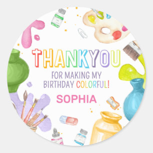 Sticker Rond Peinture de poterie fête d'anniversaire