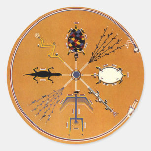 Sticker Rond Peinture de sable Tribal amérindien