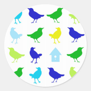 Sticker Rond Peinture d'oiseaux colorés par Chariklia Zarris