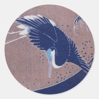 Sticker Rond Peinture d'oiseaux du Japon ancien, c. Années 1830