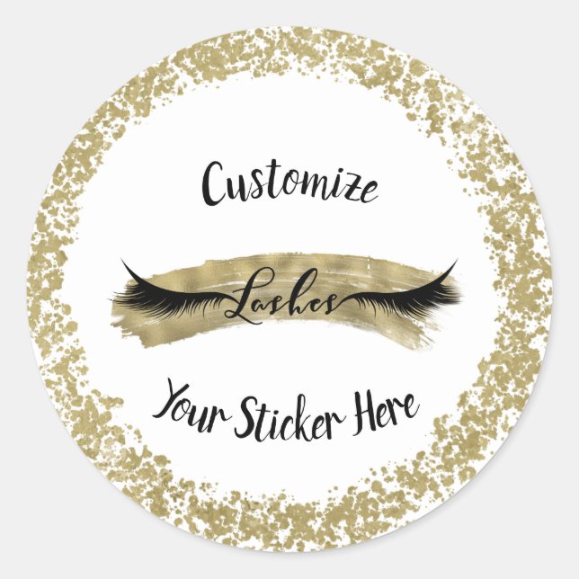 Sticker Rond Peinture d'or moderne Strot Glam Maquillage Eyelas (Devant)