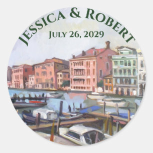 Sticker Rond Peinture du Grand Canal, Venise, Italie Mariage