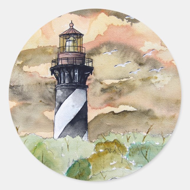 Sticker Rond Peinture du phare St Augustine Florida (Devant)