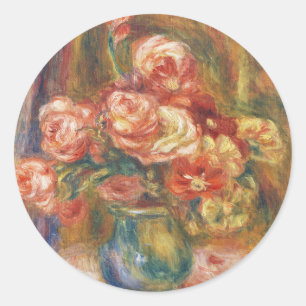 Sticker Rond Peinture élégante de roses Renoir dans le style Sh