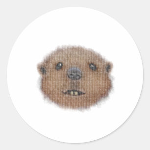 Sticker Rond Peinture en aquarelle Beaver