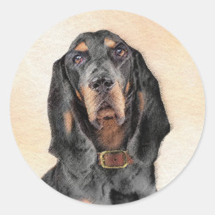 Sticker Rond Peinture en noir et blanc - Art original Chien