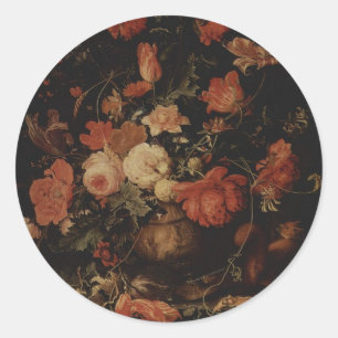 Sticker Rond Peinture florale par le Mignon d'Abraham