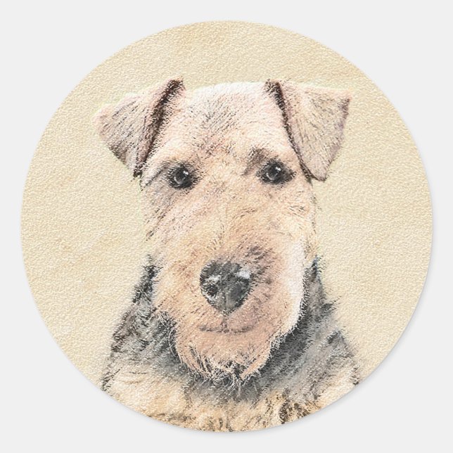 Sticker Rond Peinture galloise Terrier - Cute Original Chien Ar (Devant)