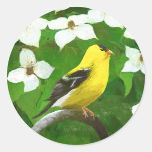 Sticker Rond Peinture Goldfinch - Cute Original Chien Art