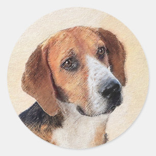 Sticker Rond Peinture Harrier - Joli art original chien