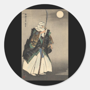 Sticker Rond Peinture japonaise des guerriers. Vers 1922