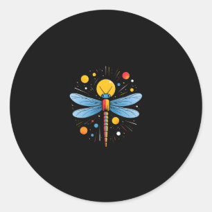 Sticker Rond Peinture Libellule Art Animalier Abstrait Graphiqu