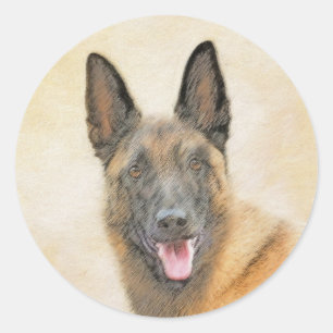 Sticker Rond Peinture Malinoise belge - Cute Original Chien Art
