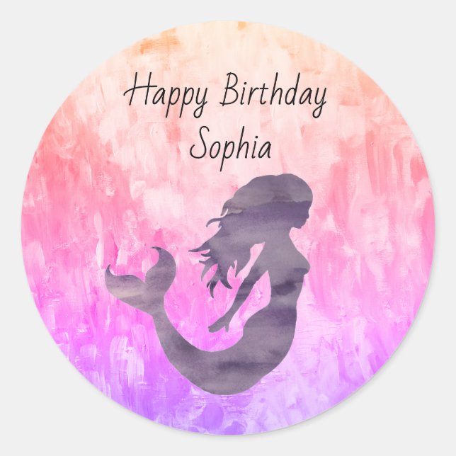Sticker Rond Peinture Mermaid Ombre personnalisée (Devant)