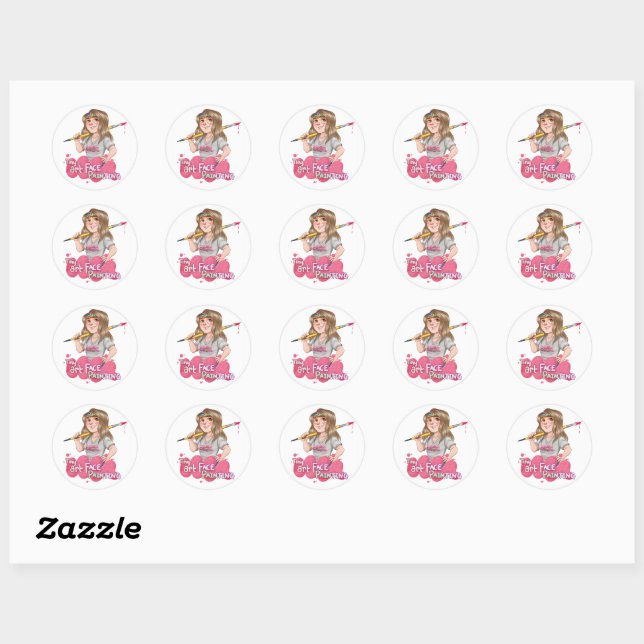 Sticker Rond Peinture minuscule Art Visage (Feuille)