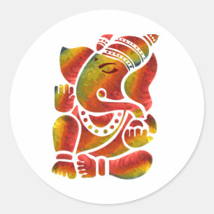 Sticker Rond Peinture multicolore de Ganesha