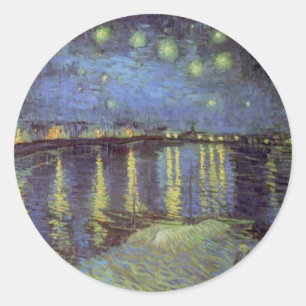 Sticker Rond Peinture nocturne étoilée de Van Gogh