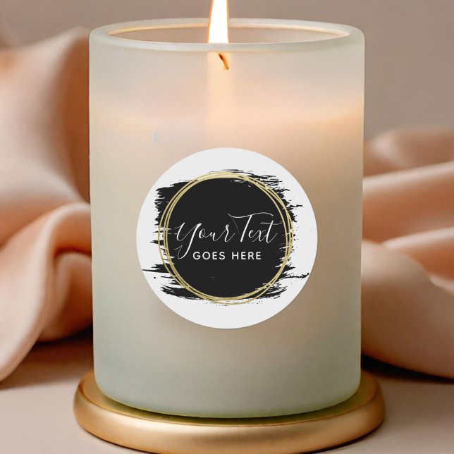 Sticker Rond Peinture noire et or moderne Géométrique Chic (Créateur téléchargé)