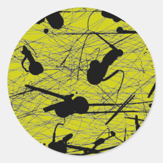 Sticker Rond Peinture originale en tache noire