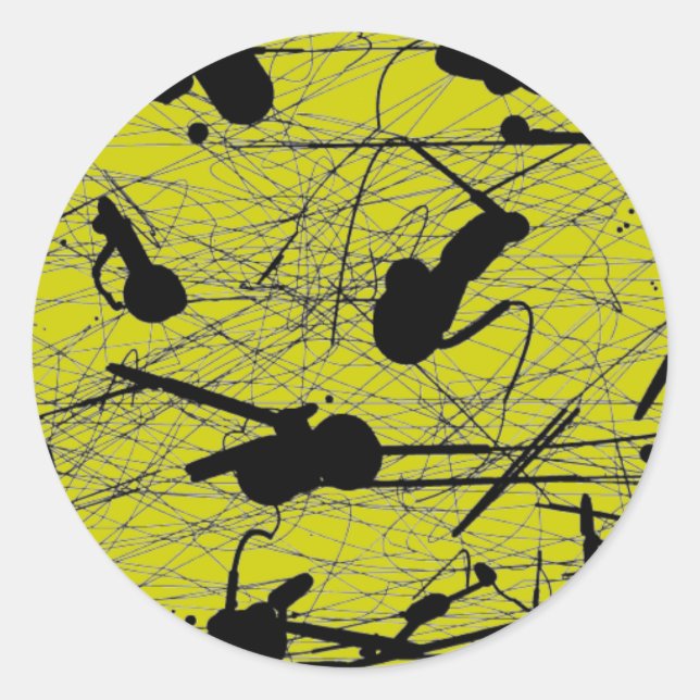 Sticker Rond Peinture originale en tache noire (Devant)