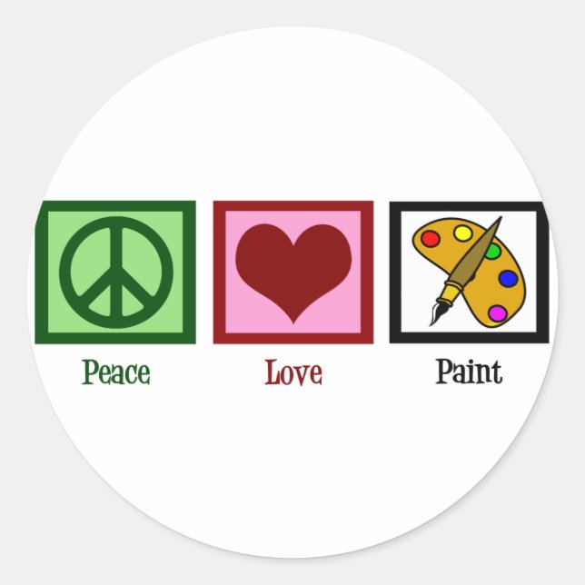Sticker Rond Peinture Peace Love (Devant)