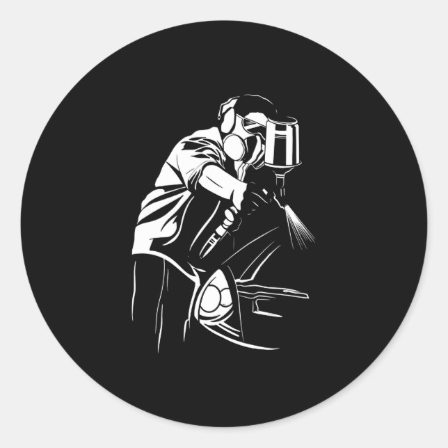 Sticker Rond Peinture |Peintre de voiture peinture classique an (Devant)