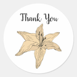 Sticker Rond Peinture personnalisée de fleurs de lys Merci
