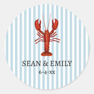Sticker Rond Peinture personnalisée de homard rayure nautique d