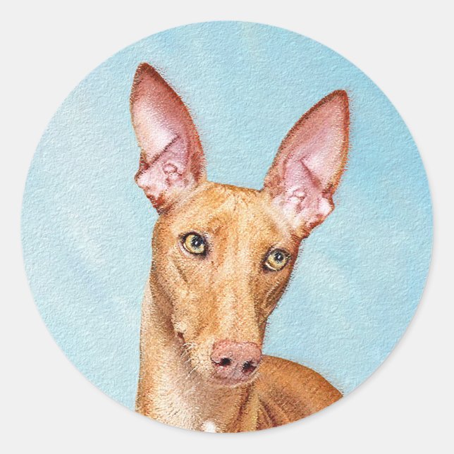 Sticker Rond Peinture Pharaon Hound - Cute Original Chien Art (Devant)