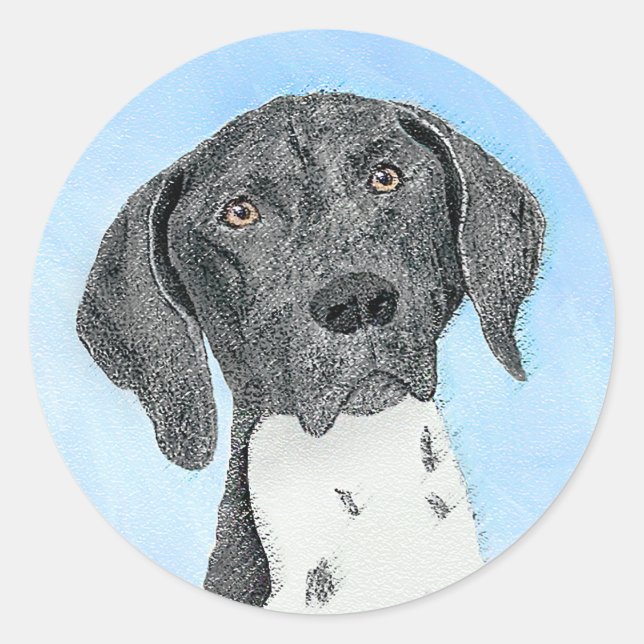 Sticker Rond Peinture pointeur germanique - Art original (Devant)