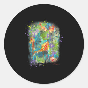 Sticker Rond Peinture Poisson Koi Peinture Zen Japonais dévêt