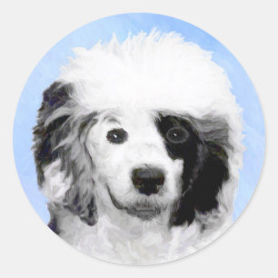 Sticker Rond Peinture Portugaise de Chien d'Eau - Art original