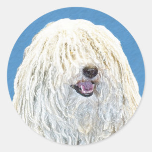 Sticker Rond Peinture Puli - Cute Original Chien Art