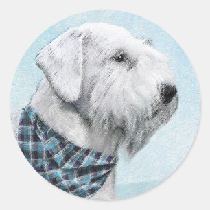 Sticker Rond Peinture Sealyham Terrier - Cute Original Chien Ar