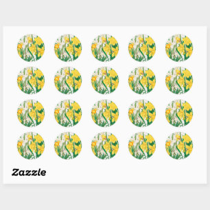 Sticker Rond Peinture sur bois de jonquille