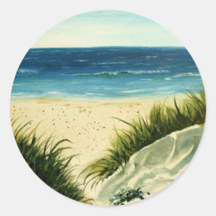 Sticker Rond peinture sur plage de sable d'huile