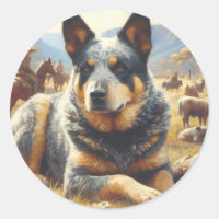 Peinture vintage australienne de chien de bétail