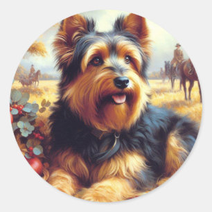 Sticker Rond Peinture vintage australienne Terrier