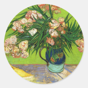 Sticker Rond Peinture vintage de Van Gogh Fleurs en fleurs Vign