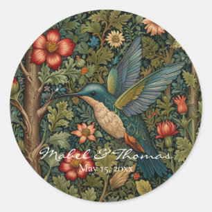 Sticker Rond peinture vintage d'oiseaux chanteurs