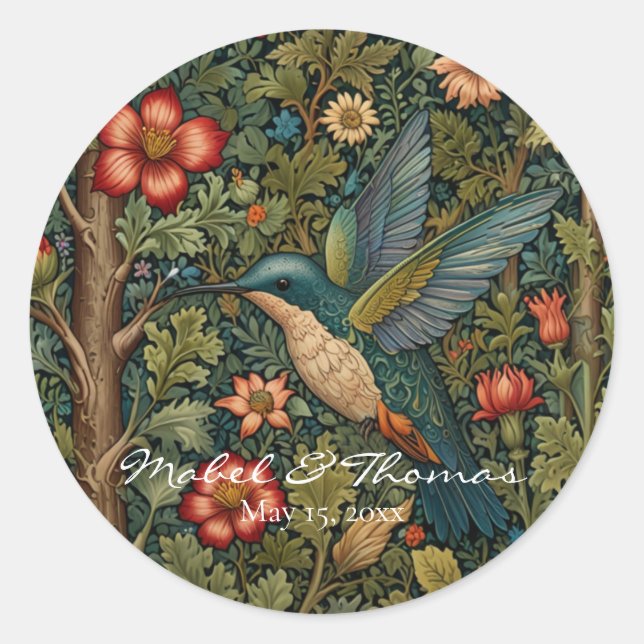 Sticker Rond peinture vintage d'oiseaux chanteurs (Devant)