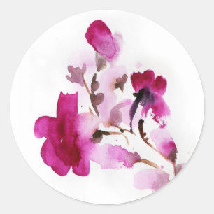 Sticker Rond Peintures florales abstraites 4 d'aquarelle