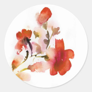 Sticker Rond Peintures florales abstraites d'aquarelle
